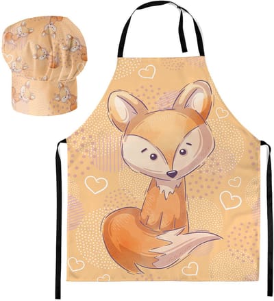 FEROCITY - Kinderkeukenset: Koksmuts + Kinderschort 2-delige Set - met klittenband - Unisex - Oranje vos