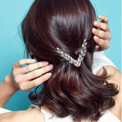 Elegante Geometrische V-Vorm Haarclip met Strass en Kristal