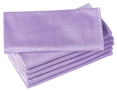 Microfiber Reinigingsdoek 6-Pack - 16 Inch, Pluisvrij voor Vensters, Brillen, Spiegels en Roestvrij Staal - Paarse Doeken