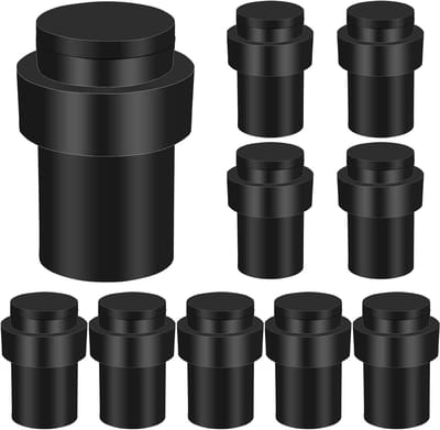 Vloer deurstopper - Cilindrische stopper - Deuren beschermen - Dubbele rubber bescherming - 10 stuks - Zwart