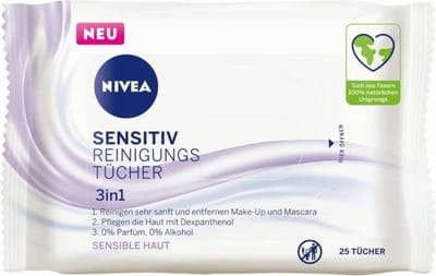 Nivea Gezicht – Reinigingsdoekjes Sensitive Aqua 25 doekjes
