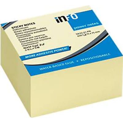 inFO Power Notes plaknotitieblokje, 75 x 75 mm, 400 vellen, blanco, geel, 75 x 75 mm, 400 vellen