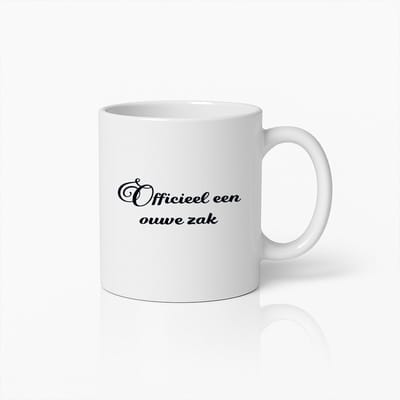 "Officieel een Ouwe Zak" Grappige Koffiemok – 330ml Keramische Beker, Humoristisch Cadeau voor Vrienden en Familie