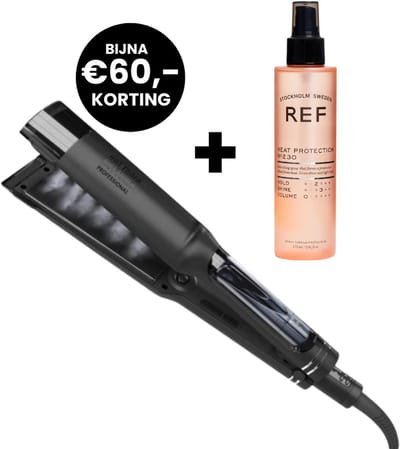 Hot Tools Steam Styler + REF Heat Protection Spray 175ml - Professionele Stoom stijltang - Hitte Protectie - Voor Krullen, Golven en meer Volume