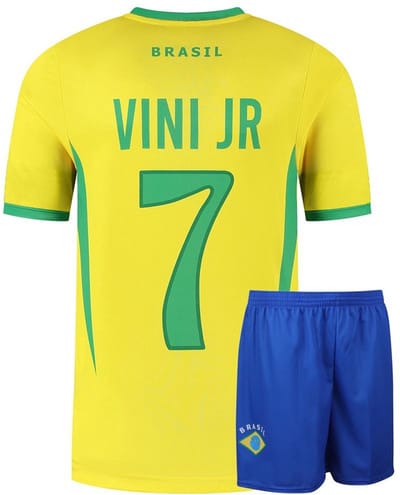 Brazilie Voetbaltenue Thuis Vini JR. - Voetbal Tenue Kinderen - Shirt en Broekje - Jongens en Meisjes -eren Volwassenen - Heren en Dames - Maat 116