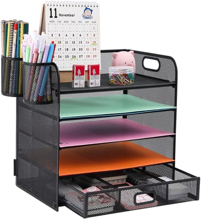 Dailygoods- Papierorganizer 5-laags - Documenthouder A4 - Bureau organizer - Stevig metaal gaas - Ruimtebesparend - Houdt ruimte georganiseerd