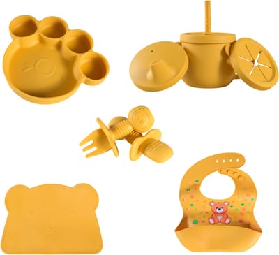 Sproudsy Serviesset Teddy Bear - Kinderservies - Kraamcadeau - Baby - 5-delig - Mango