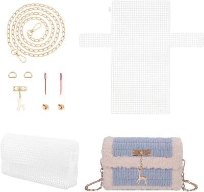 DIY Haak Tas Maakset met Borduur Plastic Gaas en Canvas Bladen voor Handgemaakte Brei- en Haakprojecten, Inclusief Handtas en Borduur Kits