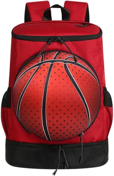 Voetbal Rugzak - Sporttas Kinderen - Sportuitrusting Vervoeren - Apart Bal Compartiment - 40x26x28cm - Rood