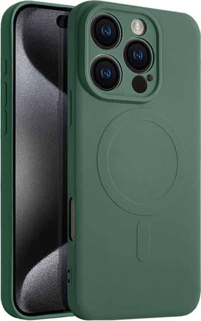 Casify Siliconen Hoesje geschikt voor MagSafe iPhone 16 Pro Hoesje - Legergroen