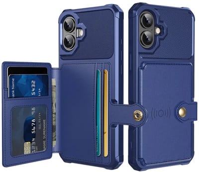 Portemonnee Hoesje Geschikt voor Apple iPhone 16 - Back Cover met Pasjeshouder - Telefoonhoesje voor Pinpas - Kaarthouder op Achterkant - Case met Magneet Blauw