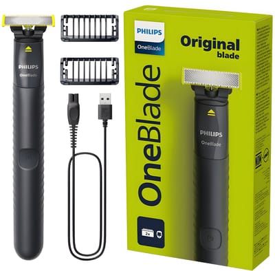 Elektrisch scheerapparaat - PHILIPS - OneBlade - Dubbelzijdig mes - Opzetkammen meegeleverd - 30 min batterijduur