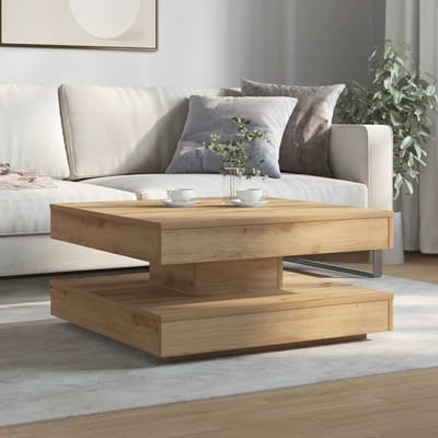 vidaXL - Salontafel - 360 - graden - draaibaar - 70x70x34,5 - cm - artisanaal - eiken