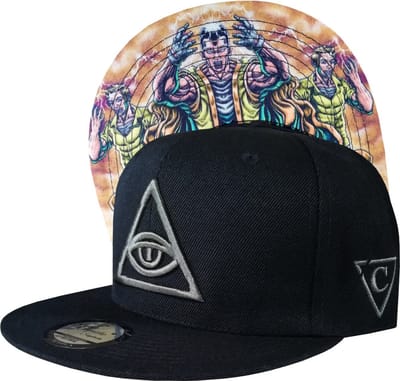Capiche® Snapback Pet Heren – Telepathie – Zwart – Verstelbaar met Druksluiting – Sportcap – Baseball Cap – Mannen Cap – Illuminati Oog Pet