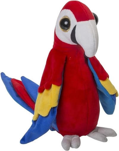 Nature Planet pluche papegaai knuffel - rood - 38 cm - vogels - dieren knuffels - Cadeau
