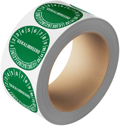 Gekalibreerd op keuringssticker 26-31 - groen - 25 meter op rol Groen 20 mm - 1150 per rol