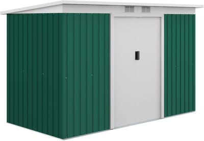 Clruro Tuinhuis - 280 x 130 x 172 cm - met schuifdeuren en ventilatie - Staal - Donkergroen
