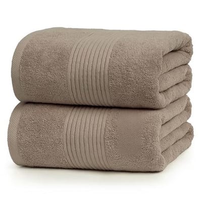 BILMU Set van 2 badhanddoeken 100x150 cm – 100% katoen 500 g/m² – zacht, absorberend en duurzaam – Oeko-Tex gecertificeerd – bruin
