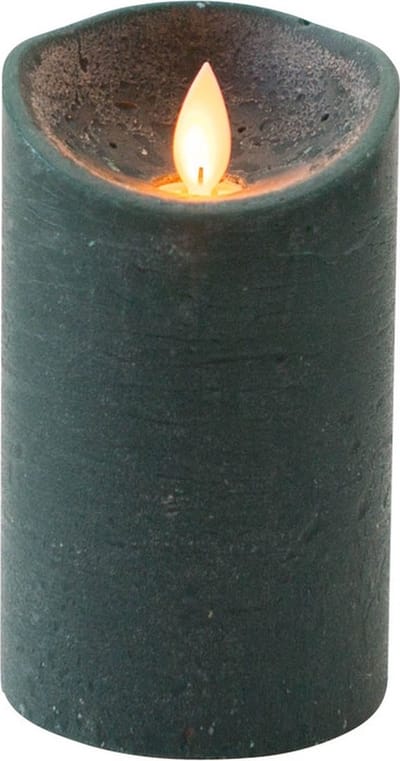 Anna's Collection Led kaars/stompkaars - antiek groen - H12,5 x D7,5 cm - wax - bewegende vlam