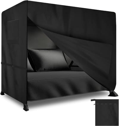 Zware, scheurbestendige Oxford stof beschermhoes voor tuinmeubelen en schommelbank (Zwart, 210 x 125 x 170 cm)