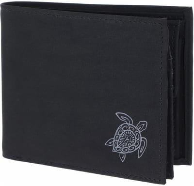 oxmox portemonnee New Cryptan RFID Protect Querscheinbörse Turtle 2.0 Print Grey Black zwart