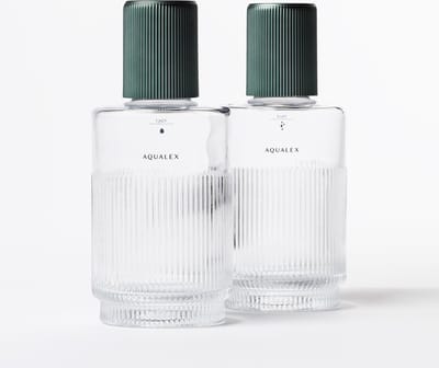 AQUALEX Nova Dark Green 2 flessen met opdruk PLAT & BRUIS - 75 cl - 750 ml - Karaf - Waterkan - Glas
