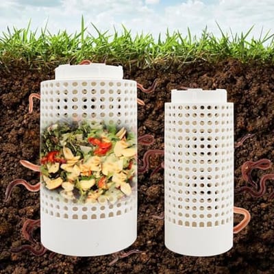 2-delige compostbak voor organisch afval - perfect voor tuin en volkstuin, met ventilatie en deksel