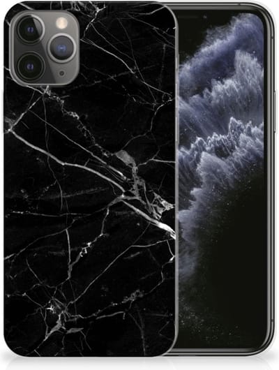 Apple iPhone 11 Pro TPU Siliconen Hoesje Marmer Zwart - Origineel Cadeau Vader