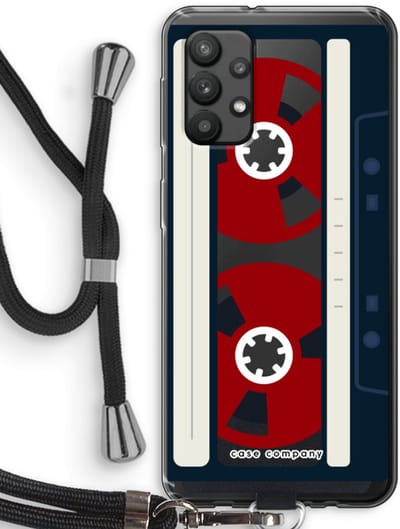 Case Company® - Hoesje met koord geschikt voor Samsung Galaxy A32 4G hoesje met Koord - Here's your tape - Telefoonhoesje met Zwart Koord - Bescherming aan alle Kanten en Over de Schermrand