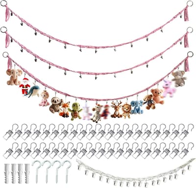 Hangmat Speelgoed - Opbergnet - Kinderkamer Decoratie - 40 Verstelbare Klemmen - 2 Meter Lang - Roze