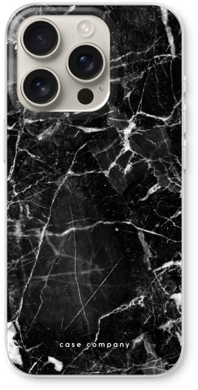 Case Company® - Hoesje geschikt voor iPhone 16 Pro hoesje - Zwart Marmer - Soft Cover Telefoonhoesje - Bescherming aan alle Kanten en Schermrand