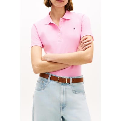 Tommy Hilfiger 1985 Slim Pique Polo Rose Petal Taglia: XS | Polo Outlet | Donna | Rosa