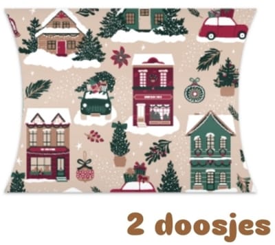 2x Gondeldoosje kersthuisjes - kerstmis - cadeaudoosje - cadeauverpakking - geld verpakking - kerst - kerstcadeau -Kijk goed naar het formaat in de productomschrijving