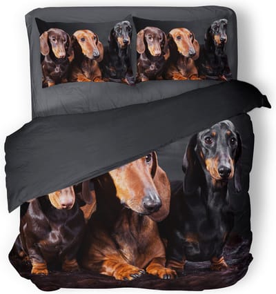 Eleganzzz Dekbedovertrek Teckels - zwart - Dekbedovertrek 200x200/220cm - Micropercal -Tweepersoons - Dekbedovertrekken - Honden Dekbedovertrek - Dieren Dekbedovertrek