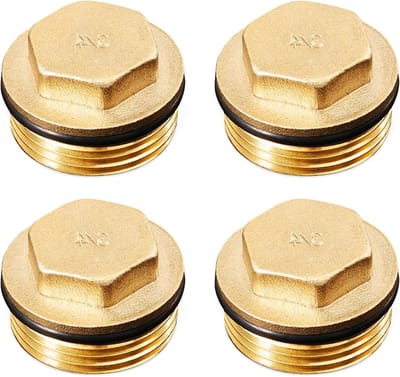 Messing Eindkappen 3/4 Inch, 4 Stuks Blinde Stoppen met Rubber Ring voor Verwarming, Radiatoren en Waterleidingen