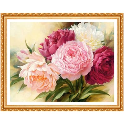 Peinture diamant  fleurs de pivoine , broderie 5D à faire soi-même, point de croix, strass, décoration d'intérieur 20X30CM pink