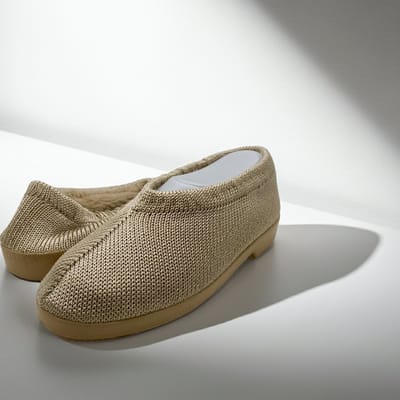 Gevoerde Gebreide Portugese Schoen - Beige Gold - Maat 40 - Instappers - Pantoffel