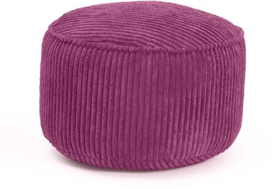 Lumaland zitzak poef van corduroy | Compacte 50L gaming poef met 3-in-1-functie: comfortabele kruk, handig tafeltje en stijlvolle voetenbank voor binnenshuis | Ø 25 x 45 cm - Wijnrood