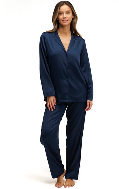 Dore & Rose - Premium Zijden Pyjama Dames - 100% Premium Zijden - Lichtgewicht - Extreem Zacht - Blauw - S