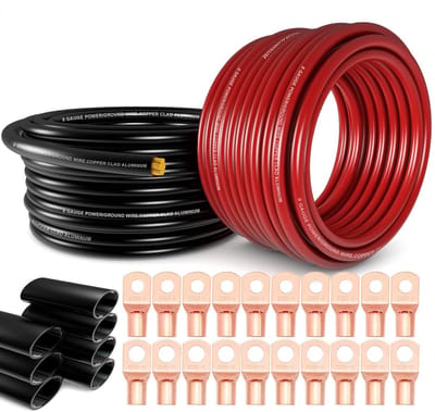 Stroomkabel Set - Audio Kabel - Auto Installatie - Kopergecoat Aluminium - 1/0 Gauge - Rood Zwart