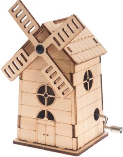 Bouwpakket Muziekdoosje Speeldoosje Molen- hout