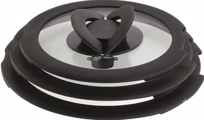 Livatto Glazen Deksels Set 16/18/20 cm - Ruimtebesparend, Neerklapbare Knoppen, Vaatwasmachinebestendig - 3 Stuks