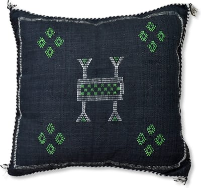 Cactus zijde kussen - Sabra - Handgemaakt & Uniek Sierkussen - 50 cm x 50 cm - Zwart