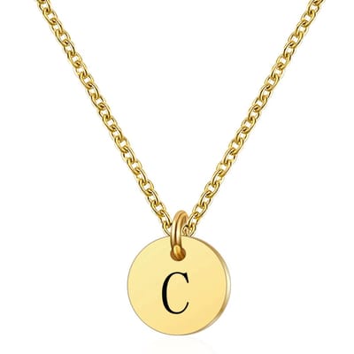 Marama - ketting letter C - RVS-Gold Plated - dames - cadeau - goud - ronde hanger - collier - luxe geschenkverpakking