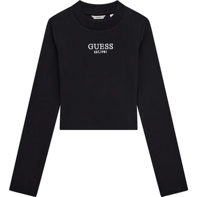 Rekbare geribde lange mouwen T-shirt voor meisjes Guess