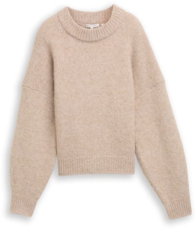 Tom Tailor Denim - Oversized gebreide trui - Maat XL - cosy beige melange