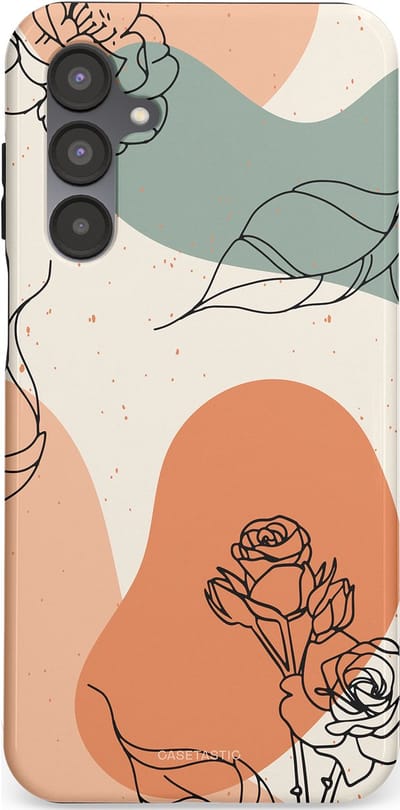 Casetastic hoesje geschikt voor Samsung Galaxy A16 - Dubbellaagse bescherming - Lijnenspel roos - Fashion Case - Saliegroen Perzik Zand