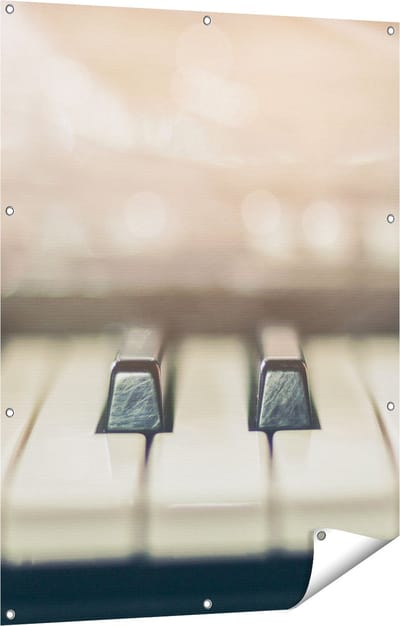 Gards Tuinposter Piano Toetsenbord - 90x120 cm - Tuindoek - Tuindecoratie - Wanddecoratie buiten - Tuinschilderij