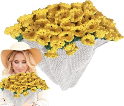 Haakdekset Bloemenboeket - Bloementapijt Garenset - Decoratie Maken - Handgemaakt Stijl - Machinewasbaar - Meerkleurig