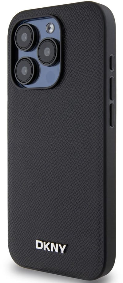 DKNY, Hoesje geschikt voor iPhone 15 Pro - MagSafe Elegant met Metalen Logo, Zwart